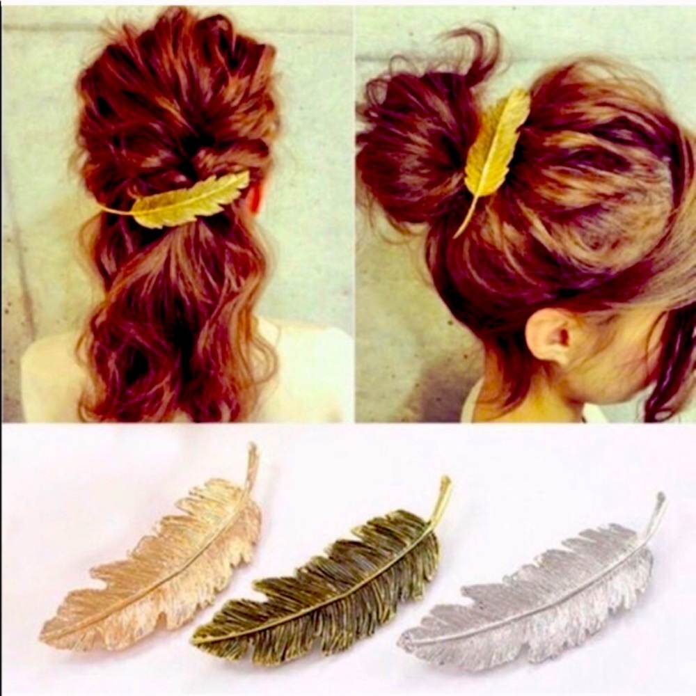 Vintage Bronze Feather Hair Clip